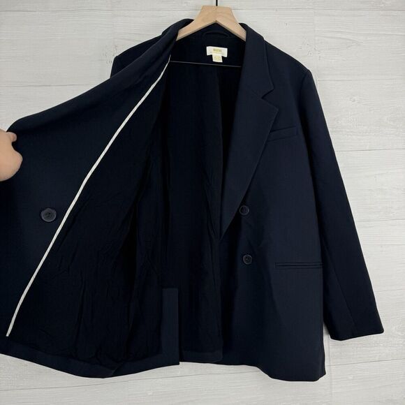 Anthropologie Maeve Double Breasted Blazer Women 16P Navy Oversized Office - Picture 5 of 16